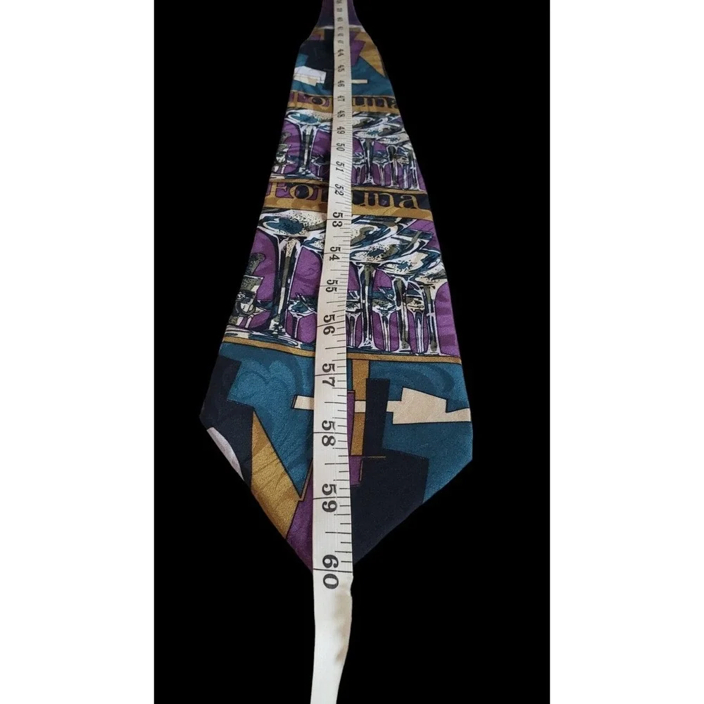 Francesca Bolta Handmade 100% Silk Tie Purple Multi color and‎ Pattern